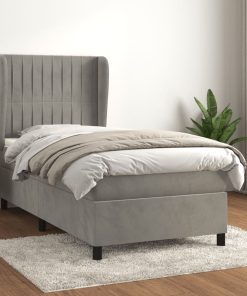 Box spring krevet s madracem svjetlosivi 80 x 200 cm baršunasti