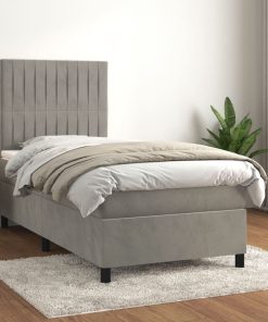 Box spring krevet s madracem svjetlosivi 80 x 200 cm baršunasti