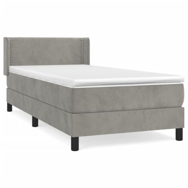 Box spring krevet s madracem svjetlosivi 90x190 cm baršunasti