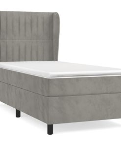 Box spring krevet s madracem svjetlosivi 90x190 cm baršunasti