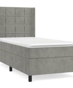 Box spring krevet s madracem svjetlosivi 90x190 cm baršunasti