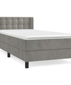 Box spring krevet s madracem svjetlosivi 90x190 cm baršunasti