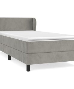 Box spring krevet s madracem svjetlosivi 90x190 cm baršunasti