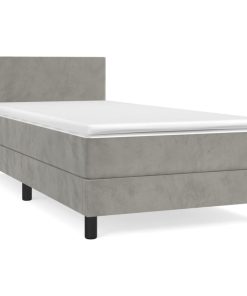 Box spring krevet s madracem svjetlosivi 90x190 cm baršunasti