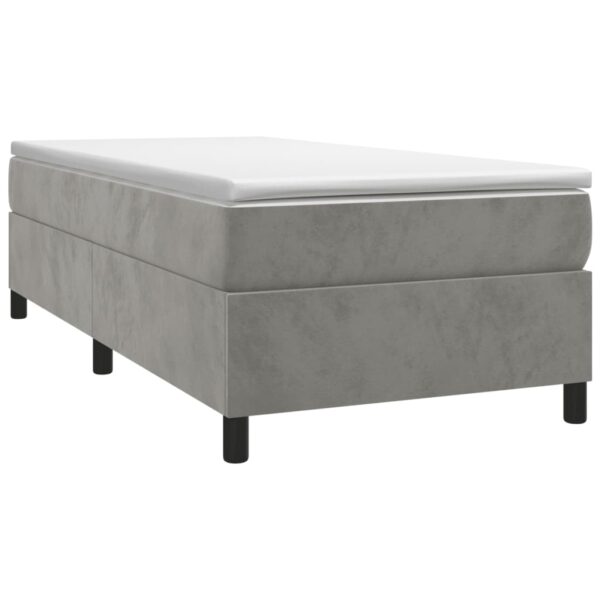 Box spring krevet s madracem svjetlosivi 90x190 cm baršunasti - Image 3