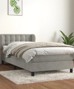 Box spring krevet s madracem svjetlosivi 90x190 cm baršunasti