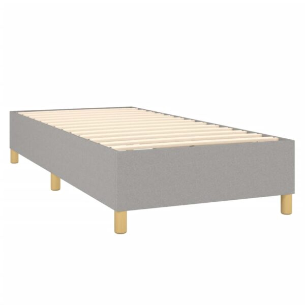 Box spring krevet s madracem svjetlosivi 90x190 cm od tkanine - Image 4