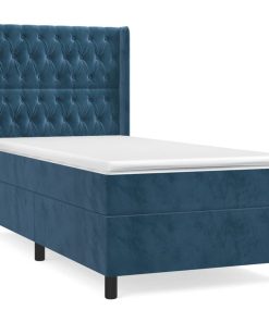 Box spring krevet s madracem tamnoplavi 100x200 cm baršunasti