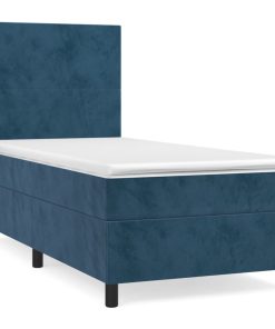 Box spring krevet s madracem tamnoplavi 100x200 cm baršunasti