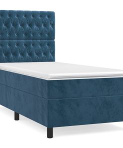 Box spring krevet s madracem tamnoplavi 100x200 cm baršunasti