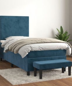 Box spring krevet s madracem tamnoplavi 100x200 cm baršunasti