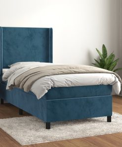 Box spring krevet s madracem tamnoplavi 100x200 cm baršunasti