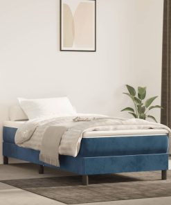 Box spring krevet s madracem tamnoplavi 90x200 cm baršunasti