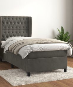 Box spring krevet s madracem tamnosivi 100x200 cm baršunasti