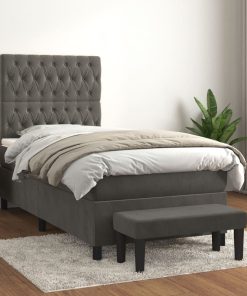 Box spring krevet s madracem tamnosivi 100x200 cm baršunasti