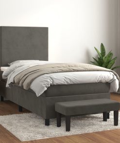 Box spring krevet s madracem tamnosivi 100x200 cm baršunasti