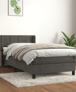 Box spring krevet s madracem tamnosivi 100x200 cm baršunasti