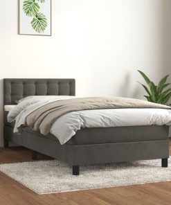 Box spring krevet s madracem tamnosivi 100x200 cm baršunasti