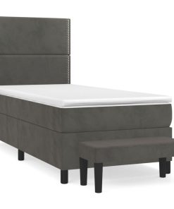 Box spring krevet s madracem tamnosivi 100x200 cm baršunasti