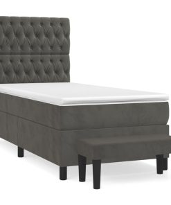 Box spring krevet s madracem tamnosivi 100x200 cm baršunasti
