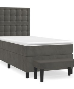 Box spring krevet s madracem tamnosivi 100x200 cm baršunasti