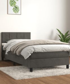 Box spring krevet s madracem tamnosivi 100x200 cm baršunasti