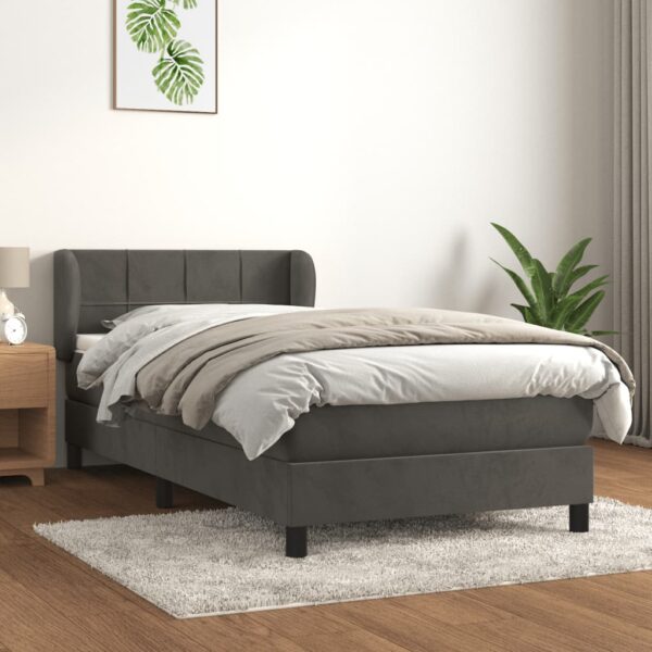 Box spring krevet s madracem tamnosivi 100x200 cm baršunasti