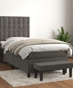 Box spring krevet s madracem tamnosivi 80 x 200 cm baršunasti