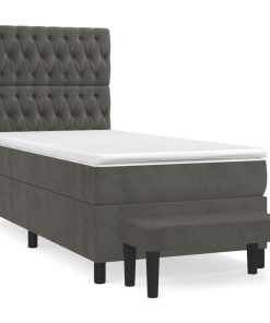 Box spring krevet s madracem tamnosivi 80 x 200 cm baršunasti