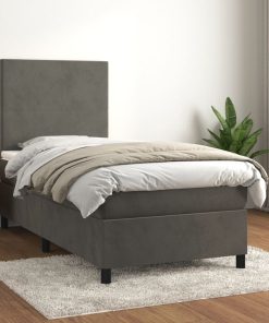 Box spring krevet s madracem tamnosivi 80 x 200 cm baršunasti