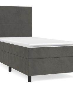 Box spring krevet s madracem tamnosivi 90x200 cm baršunasti