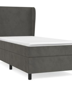 Box spring krevet s madracem tamnosivi 90x200 cm baršunasti