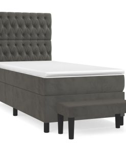 Box spring krevet s madracem tamnosivi 90x200 cm baršunasti