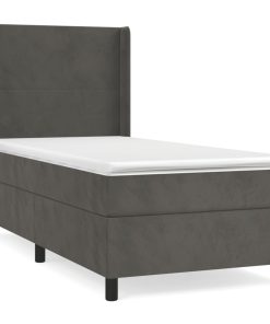 Box spring krevet s madracem tamnosivi 90x200 cm baršunasti