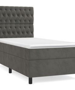 Box spring krevet s madracem tamnosivi 90x200 cm baršunasti