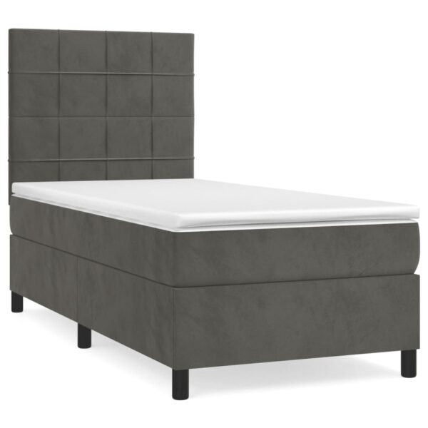 Box spring krevet s madracem tamnosivi 90x200 cm baršunasti
