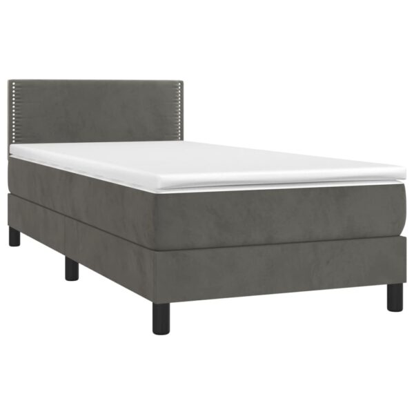 Box spring krevet s madracem tamnosivi 90x200 cm baršunasti - Image 3