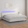 Krevet box spring s madracem LED bijeli 180x200 cm umjetna koža