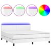 Krevet box spring s madracem LED bijeli 180x200 cm umjetna koža
