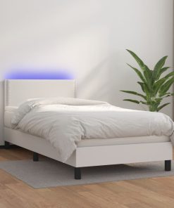 Krevet box spring s madracem LED bijeli 80x200 cm umjetna koža