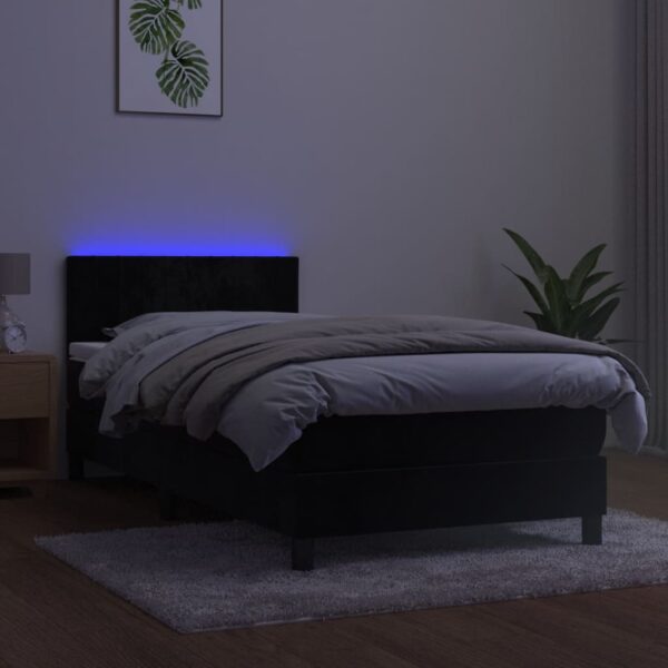 Krevet box spring s madracem LED crni 100x200 cm baršun - Image 4