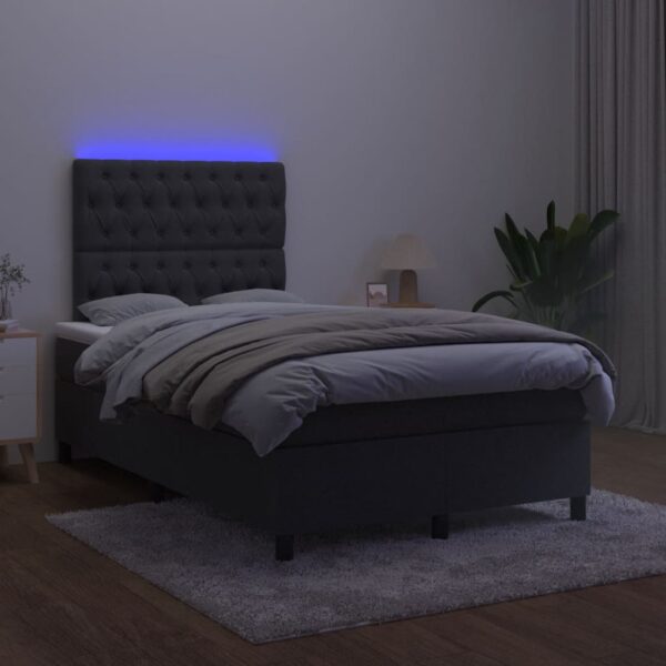 Krevet box spring s madracem LED crni 120 x 200 cm baršun - Image 4