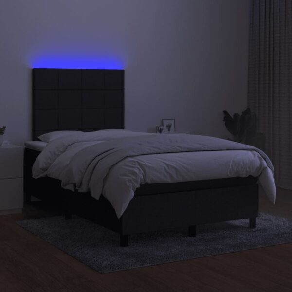 Krevet box spring s madracem LED crni 120 x 200 cm od tkanine - Image 4