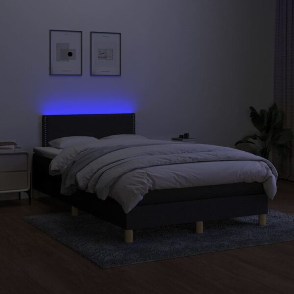 Krevet box spring s madracem LED crni 120 x 200 cm od tkanine - Image 4