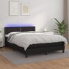 Krevet box spring s madracem LED crni 140 x 190 cm umjetna koža
