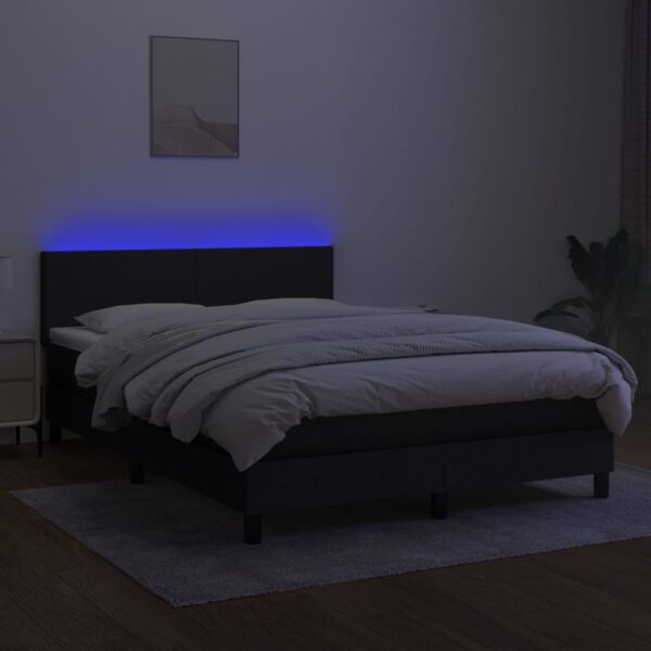 Krevet box spring s madracem LED crni 140x200 cm od tkanine - Image 4