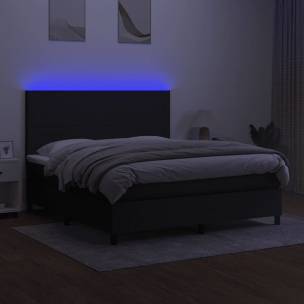 Krevet box spring s madracem LED crni 160x200 cm od tkanine - Image 4