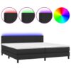 Krevet box spring s madracem LED crni 200x200cm od umjetne kože