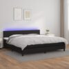 Krevet box spring s madracem LED crni 200x200cm od umjetne kože