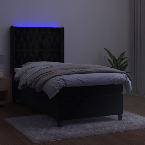 Krevet box spring s madracem LED crni 80 x 200 cm baršunasti - Image 3